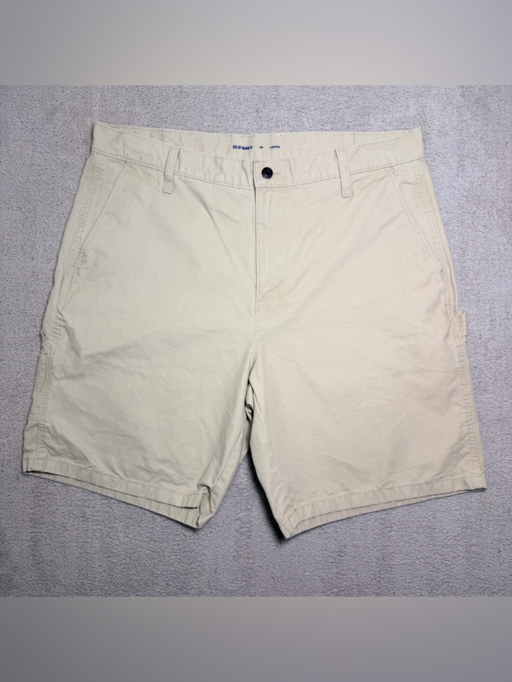 Old Navy Workwear Canvas Carpenter Shorts Men’s 38 Loose Fit Beige Twill